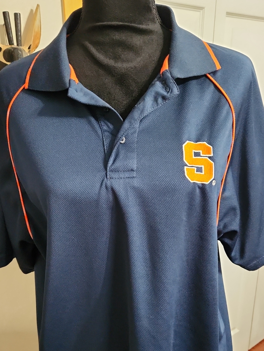 Navy Syracuse Short-Sleeve Polo (breathable knit)